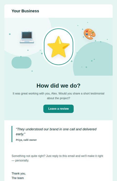 Review request email template for freelancers and creatives