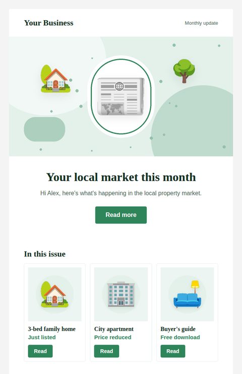 Monthly newsletter email template for real estate