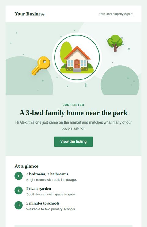 New listing alert email template for real estate