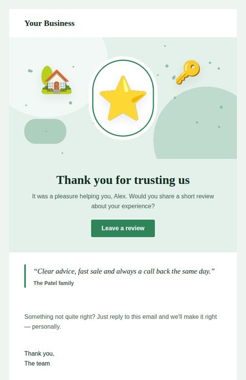 Review request email template for real estate