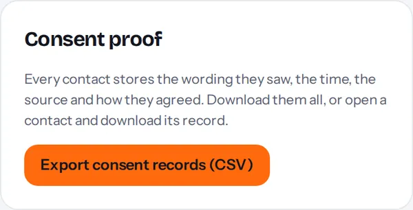 The consent proof card