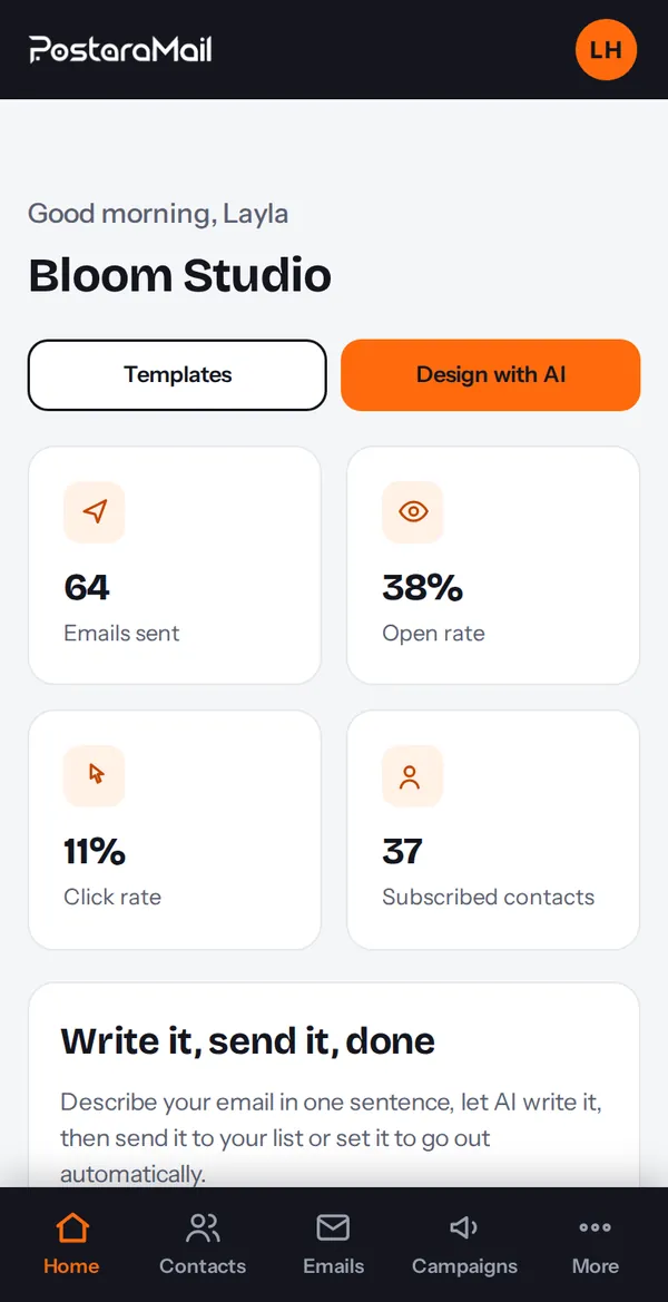 Dashboard statistics
